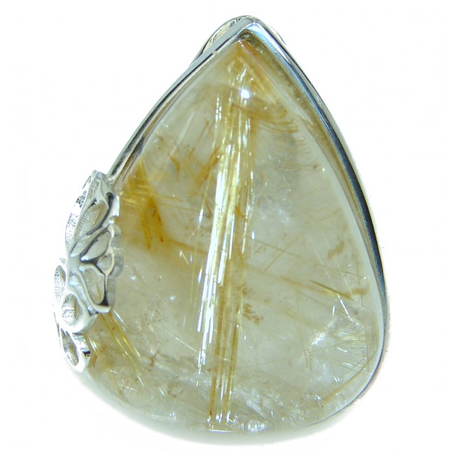 Best quality Golden Rutilated Quartz .925 Sterling Silver handcrafted Ring Size 8 1/4