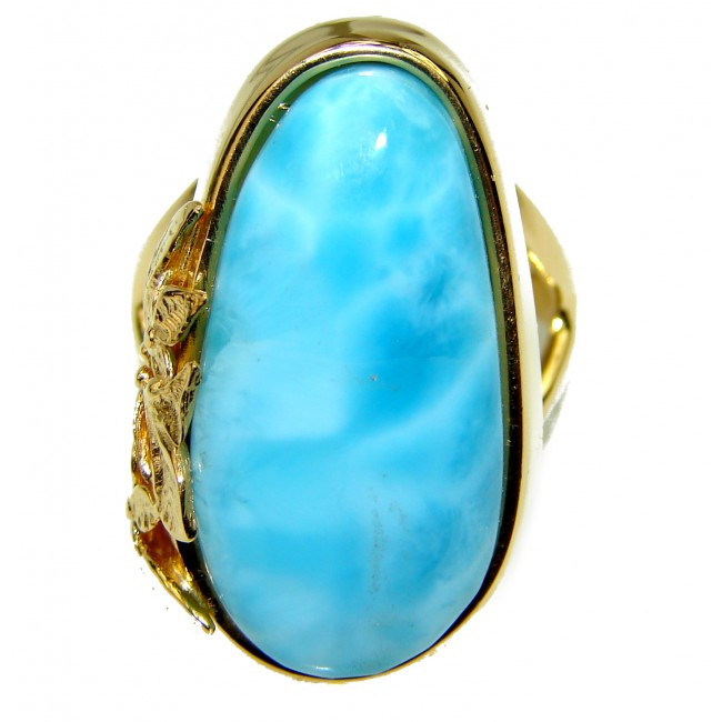 Precious Blue Larimar .925 Sterling Silver handmade ring size 7