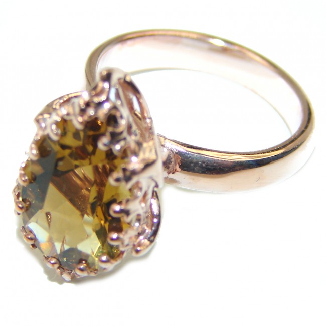 Champagne Smoky Topaz 14K Gold over .925 Sterling Silver Ring size 5