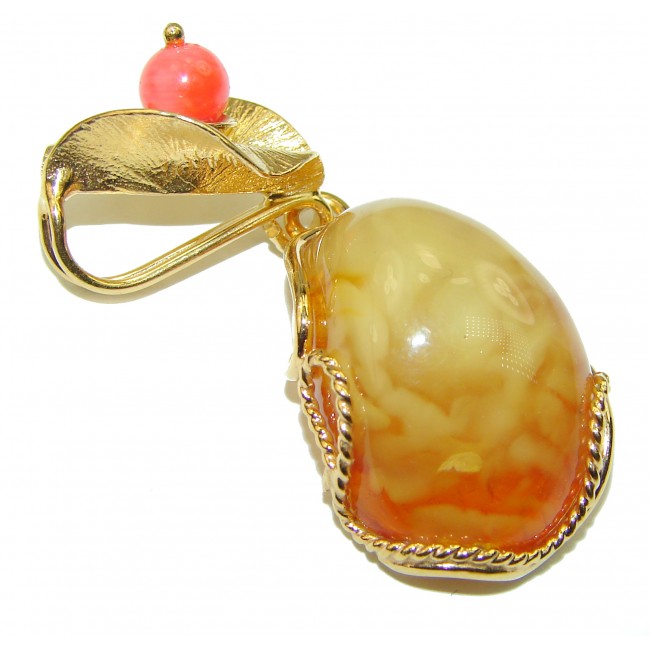 Incredible Butterscotch Baltic Amber 14K Gold over .925 Sterling Silver handmade pendant