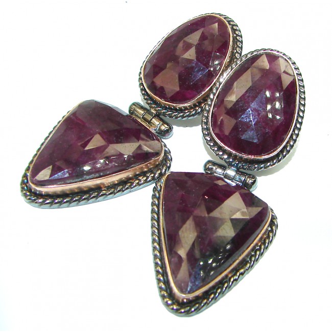 Bold Vintage Design Ruby black rhodium Gold over .925 Sterling Silver earrings