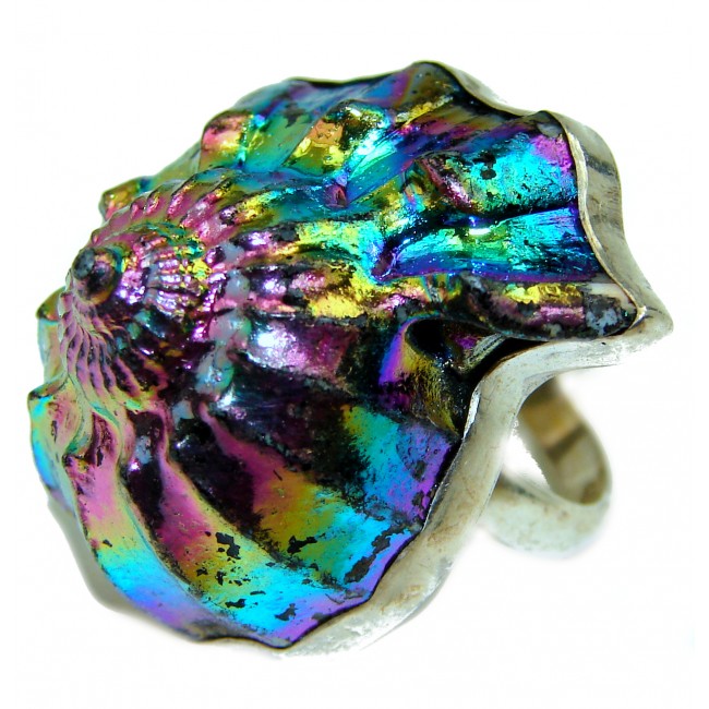 Purple Extravaganza Ocean Shell .925 Sterling Silver HANDCRAFTED Ring size 6