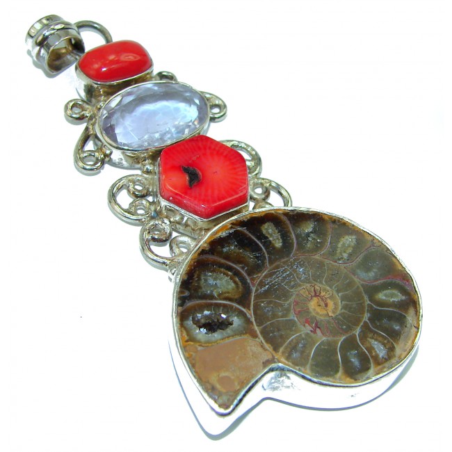 Huge Ammonite .925 Sterling Silver handcrafted pendant