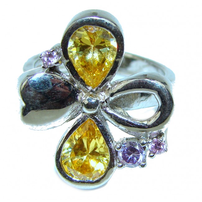 Luxurious Citrine .925 Sterling Silver handmade Cocktail Ring s. 7
