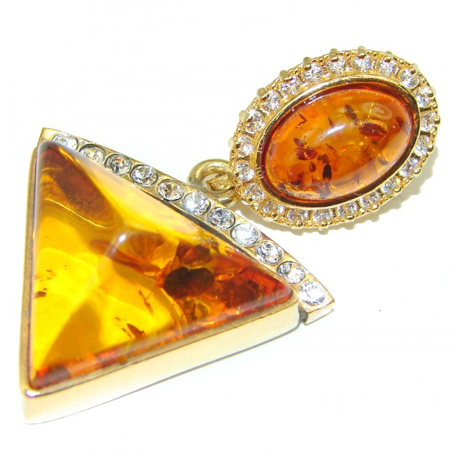 Incredible Baltic Amber 14K Gold over .925 Sterling Silver handmade pendant