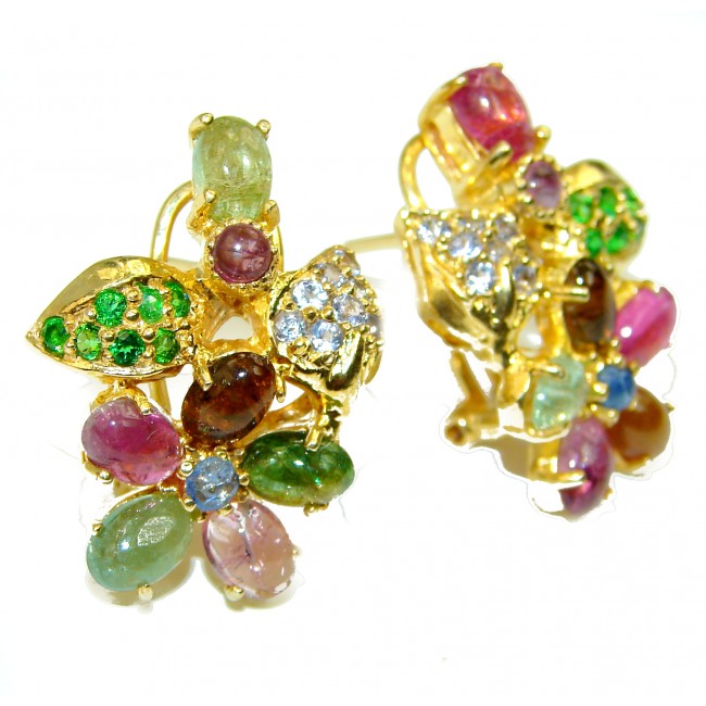 Watermelon Tourmaline 14K Gold over .925 Sterling Silver handcrafted earrings
