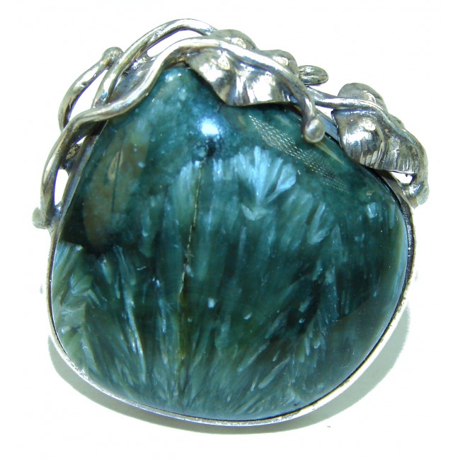 Great quality Seraphinite .925 Sterling Silver handcrafted Ring size 8 adjustable