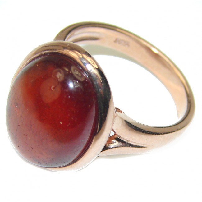 Great quality unique Ruby 14K Rose Gold over .925 Sterling Silver handcrafted Ring size 4 3/4