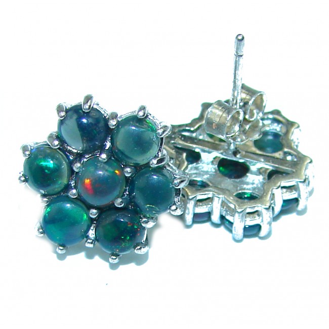 Natural Black Opal .925 Sterling Silver handmade earrings
