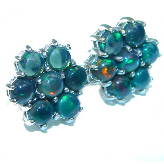 Natural Black Opal .925 Sterling Silver handmade earrings
