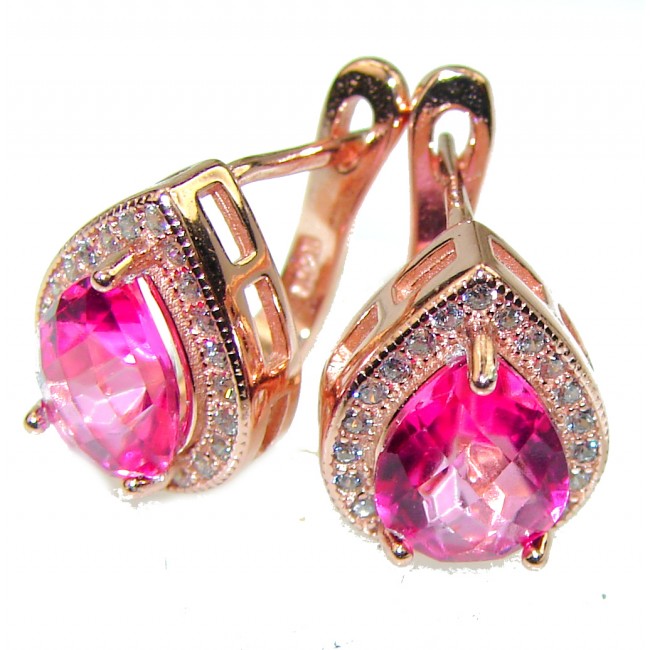 Pink Topaz 14K Rose Gold over .925 Sterling Silver entirely handmade earrings