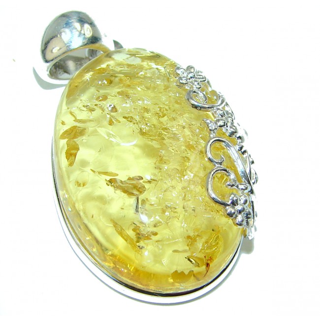Natural Golden Amber .925 Sterling Silver handmade Pendant