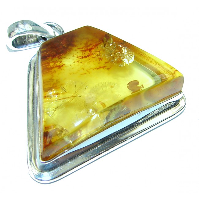 Natural Golden Amber .925 Sterling Silver handmade Pendant