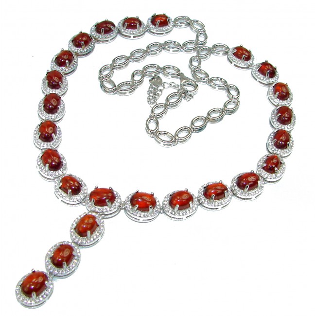 Authentic Hessonite Garnet .925 Sterling Silver handcrafted Statement necklace