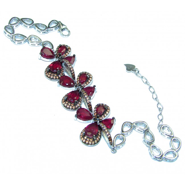 Luxurious Style Authentic Ruby Sapphire .925 Sterling Silver handmade Bracelet