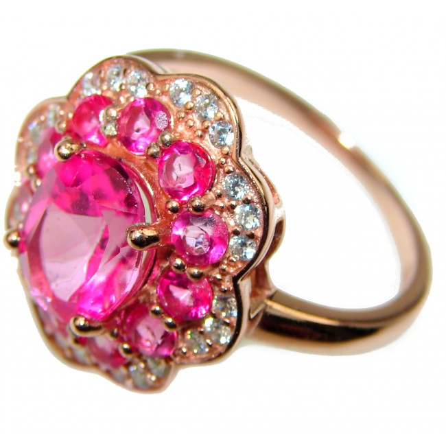 Sweet Pink Topaz 14K Rose Gold over .925 Silver handcrafted Ring s. 8