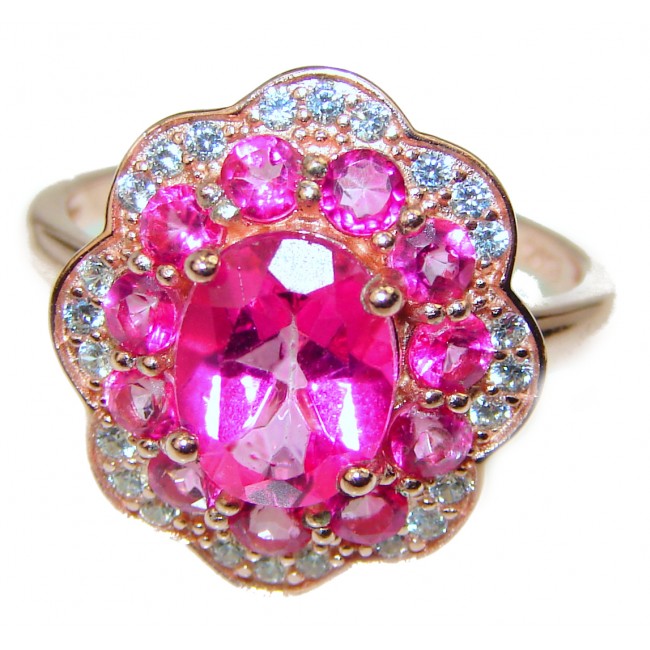 Sweet Pink Topaz 14K Rose Gold over .925 Silver handcrafted Ring s. 8