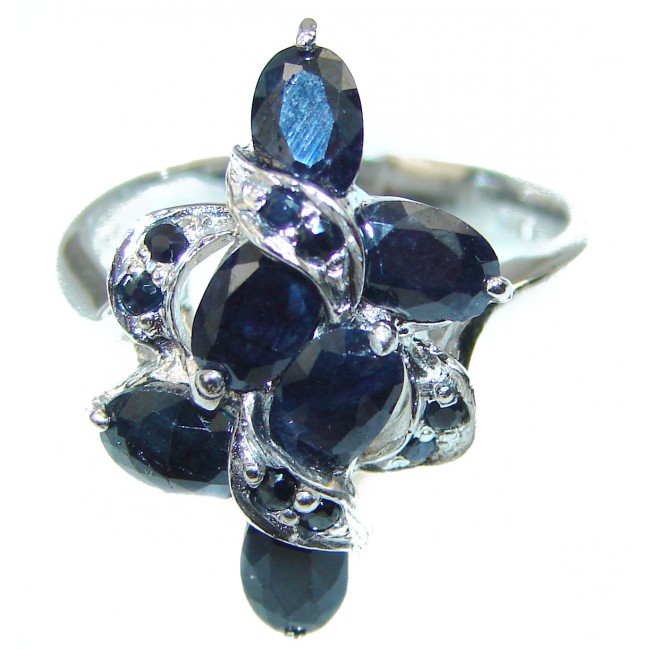 Precious Sapphire .925 Sterling Silver handmade ring size 8 1/4