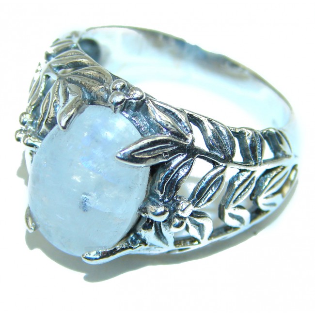 Best quality Genuine Fire Moonstone .925 Sterling Silver handcrafted ring size 10