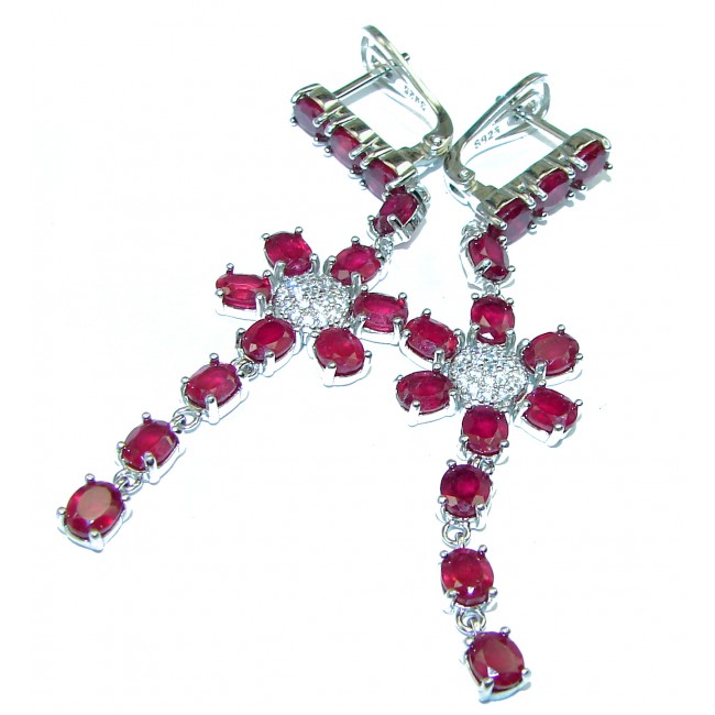 Bold Vintage Design Ruby .925 Sterling Silver handcrafted earrings