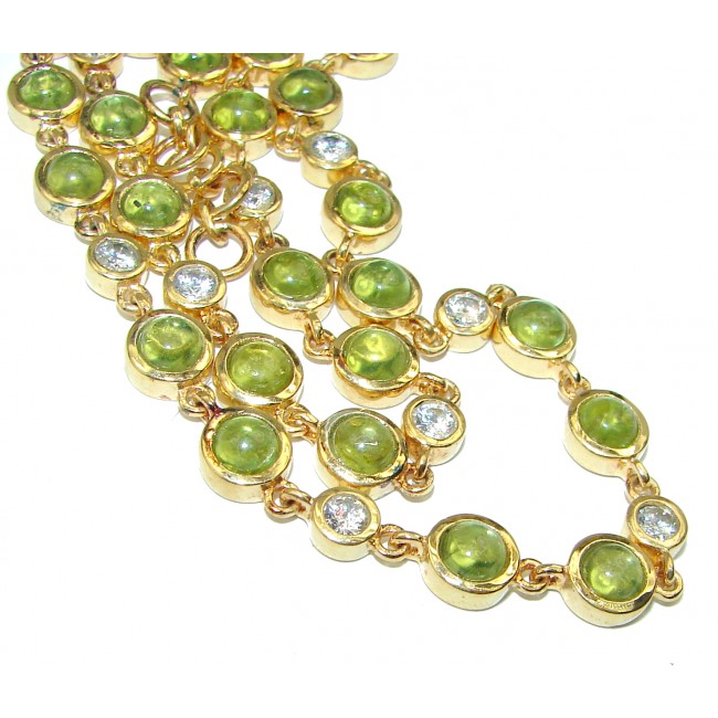 Great Masterpiece genuine Peridot 14K Gold over .925 Sterling Silver handmade necklace