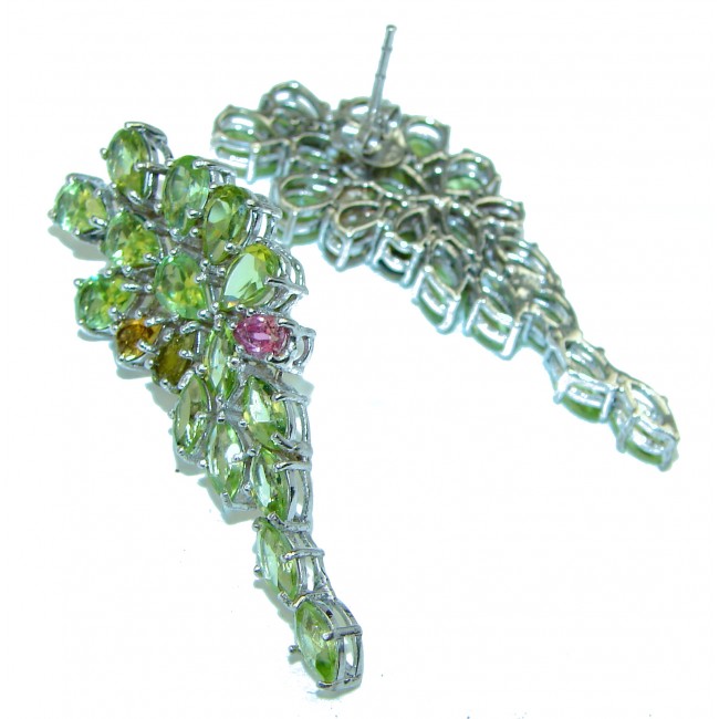 Green Beauty Peridot Garnet .925 Sterling Silver handcrafted earrings