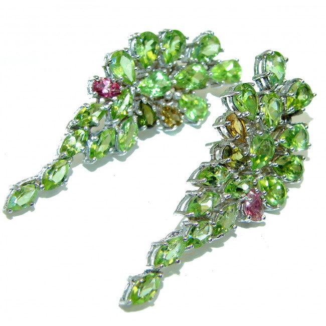 Green Beauty Peridot Garnet .925 Sterling Silver handcrafted earrings