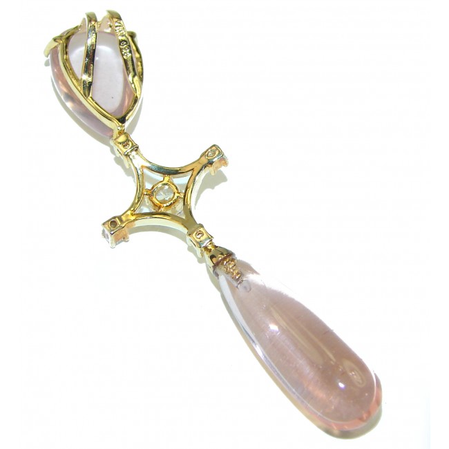 Genuine Pink Fire Topaz 14K Gold over .925 Sterling Silver handcrafted pendant