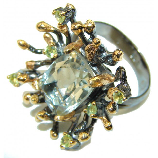 Best quality Green Amethyst .925 Sterling Silver handcrafted Ring Size 8 1/2