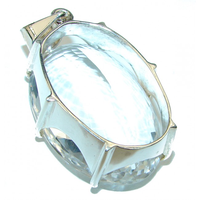 Huge Victorian Style White Topaz .925 Sterling Silver Pendant