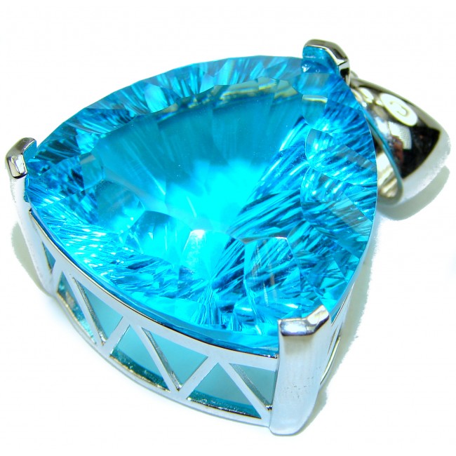 Trillion Cut Perfect Electric Blue Topaz .925 Sterling Silver handcrafted Pendant