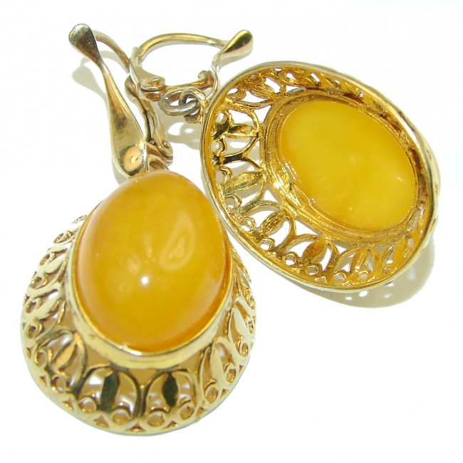Butterscotch Baltic Polish Amber 14K Gold over .925 Sterling Silver earrings