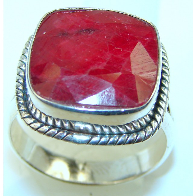 Great quality unique Ruby .925 Sterling Silver handcrafted Ring size 8