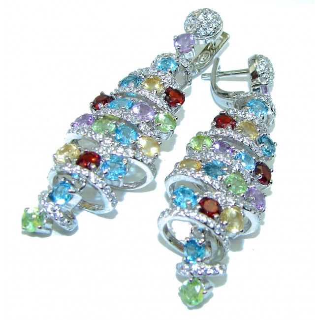 Sophisticated Authentic Multi Gem .925 Sterling Silver handcrafted Earrings