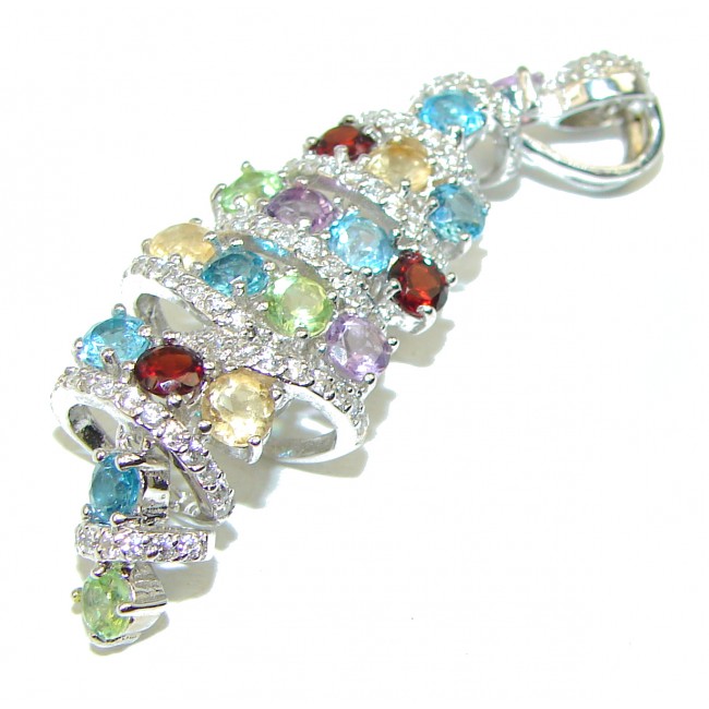 Sophisticated Authentic Multi Gem .925 Sterling Silver handcrafted Pendant
