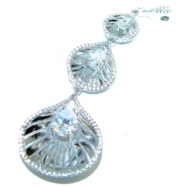 Exquisite White Topaz .925 Sterling Silver LONG Pendant