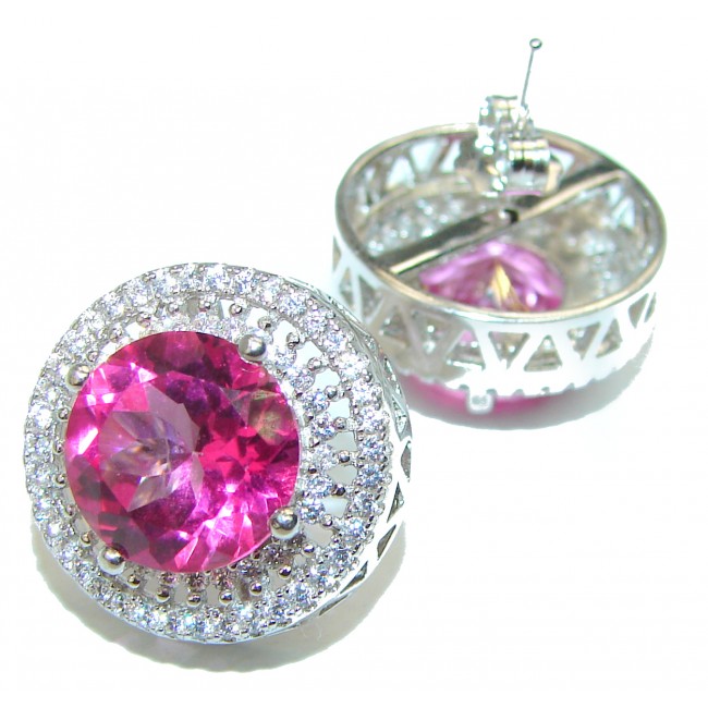 Spectacular Pink Kunzite .925 Sterling Silver entirely handmade earrings