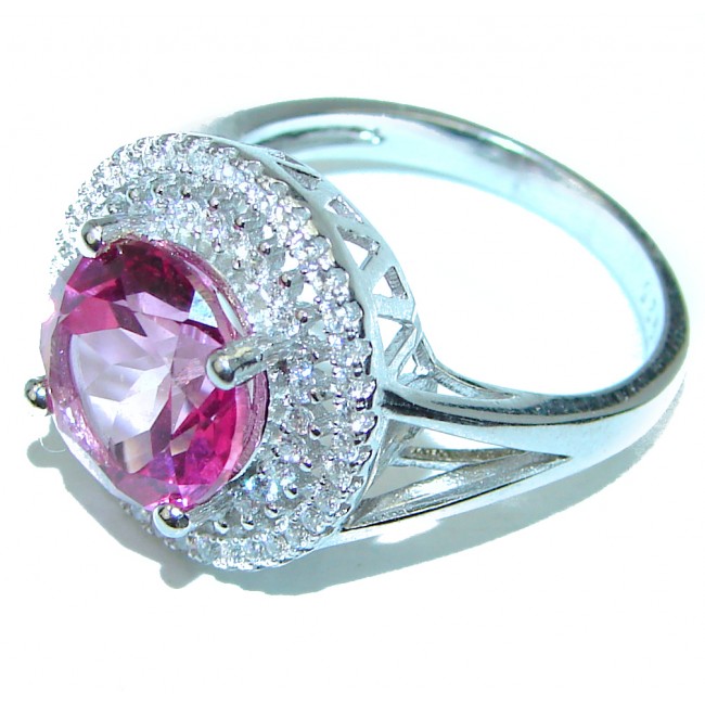 Sweet Pink Kunzite .925 Silver handcrafted Ring s. 8