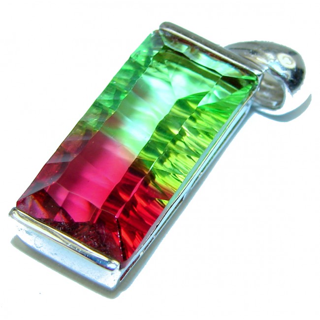 Deluxe 25.6ctw Tourmaline .925 Sterling Silver handmade Pendant