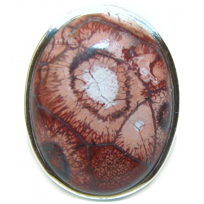 Exotic Petrified Wood .925 Sterling Silver Ring size 8
