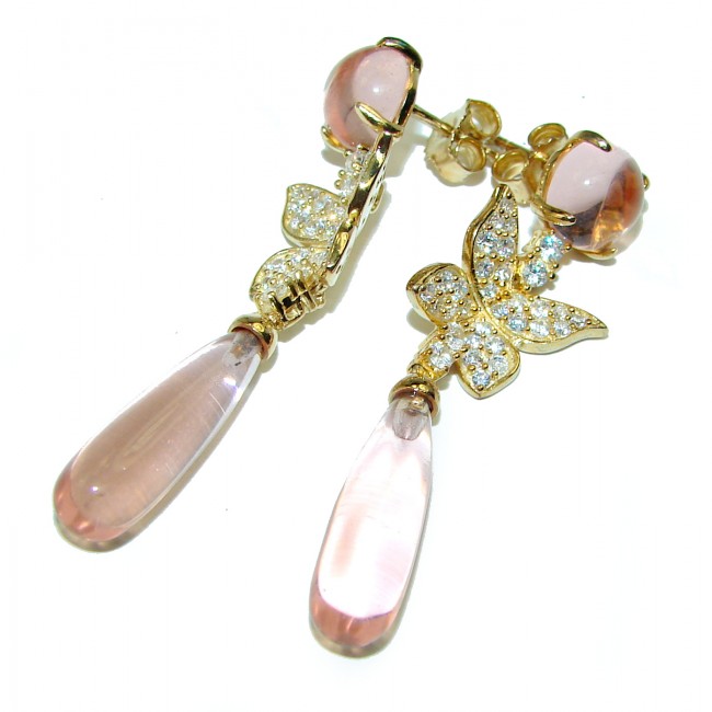 Pink Topaz 14K Gold over .925 Sterling Silver handcrafted earrings