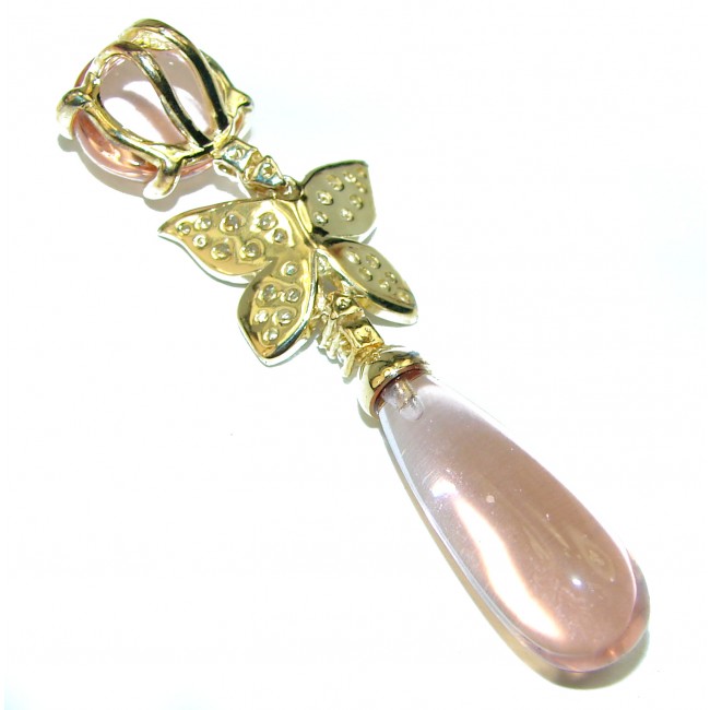 Genuine Pink Topaz 14K Gold over .925 Sterling Silver handcrafted pendant