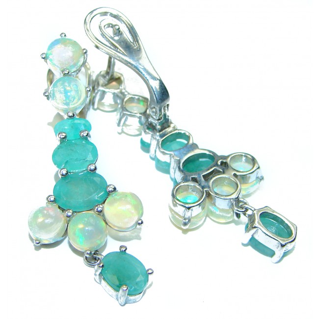 Incredible Beauty Emerald Opal .925 Sterling Silver handmade earrings