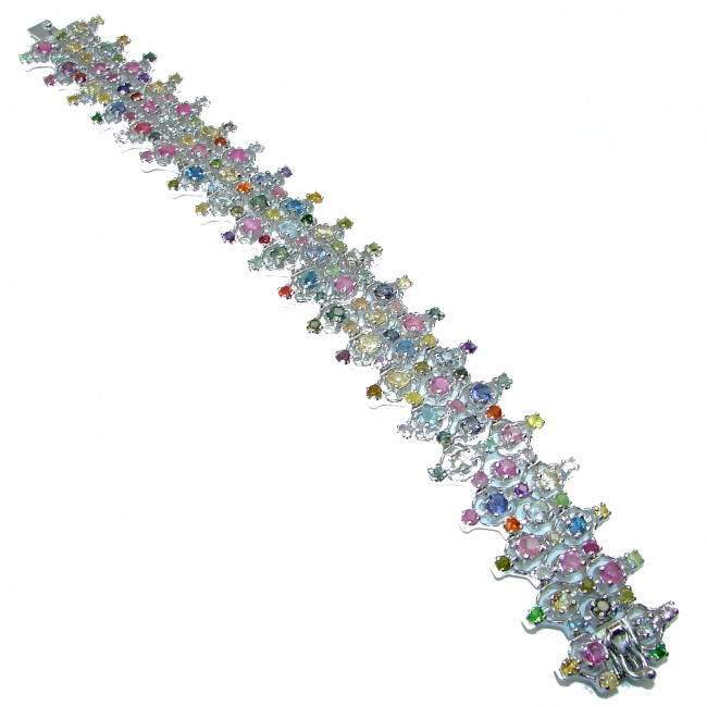Spectacular Multicolor Sapphire .925 Sterling Silver handmade Bracelet