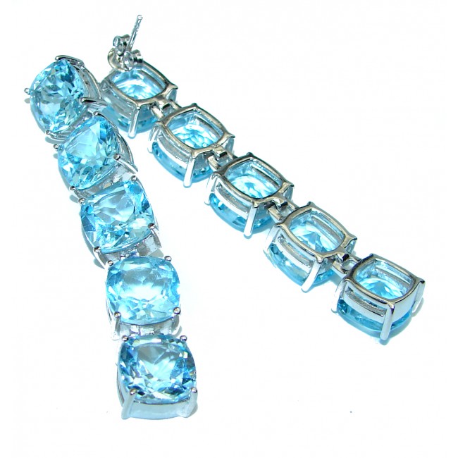 Pacifica genuine Swiss Blue Topaz .925 Sterling Silver handcrafted earrings