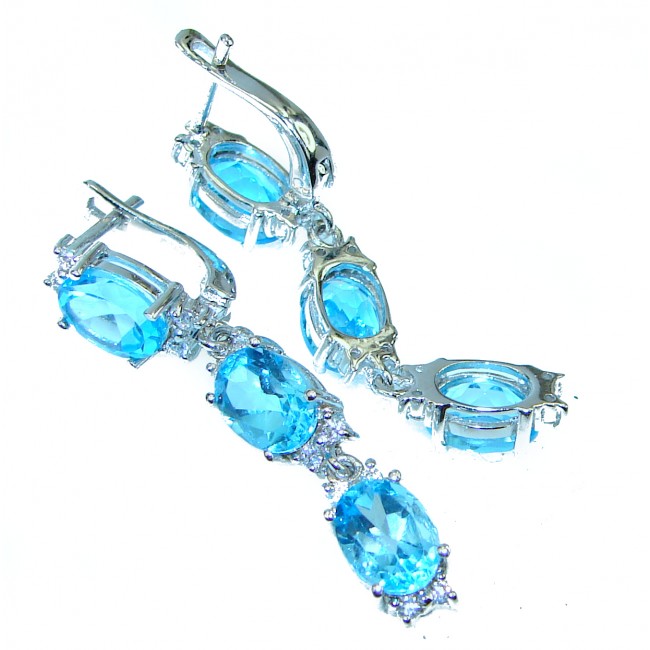 Rain Drops genuine Swiss Blue Topaz .925 Sterling Silver handcrafted earrings