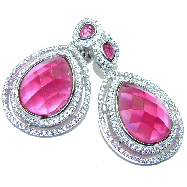 Authentic Raspberry Topaz .925 Sterling Silver handmade earrings