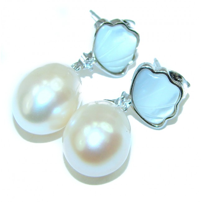Beautiful Pearl .925 Sterling Silver handmade earrings