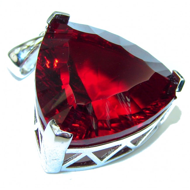 Superior quality 18.2 carat Electric Red Helenite .925 Sterling Silver Pendant