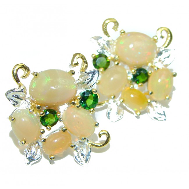 Earth Treasure Authentic Ethiopian Opal .925 Sterling Silver handcrafted statement earrings